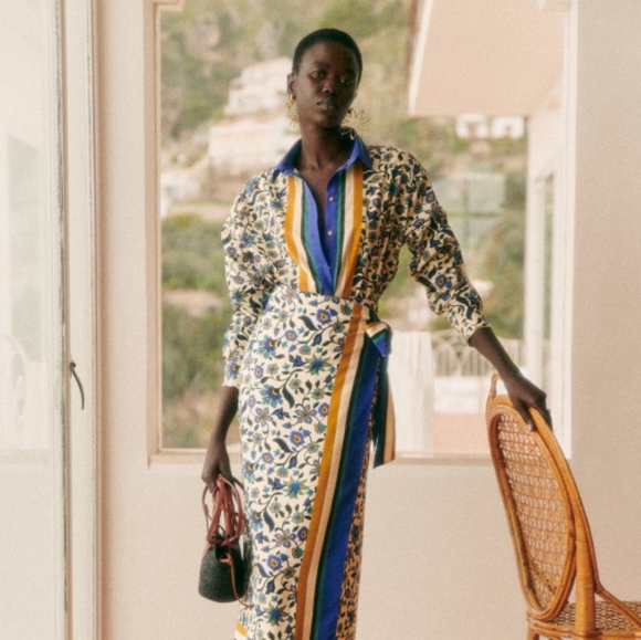 Sezane x Momoni Maxy Shirt in Arabesque Blue size 36 - Picture 5 of 11